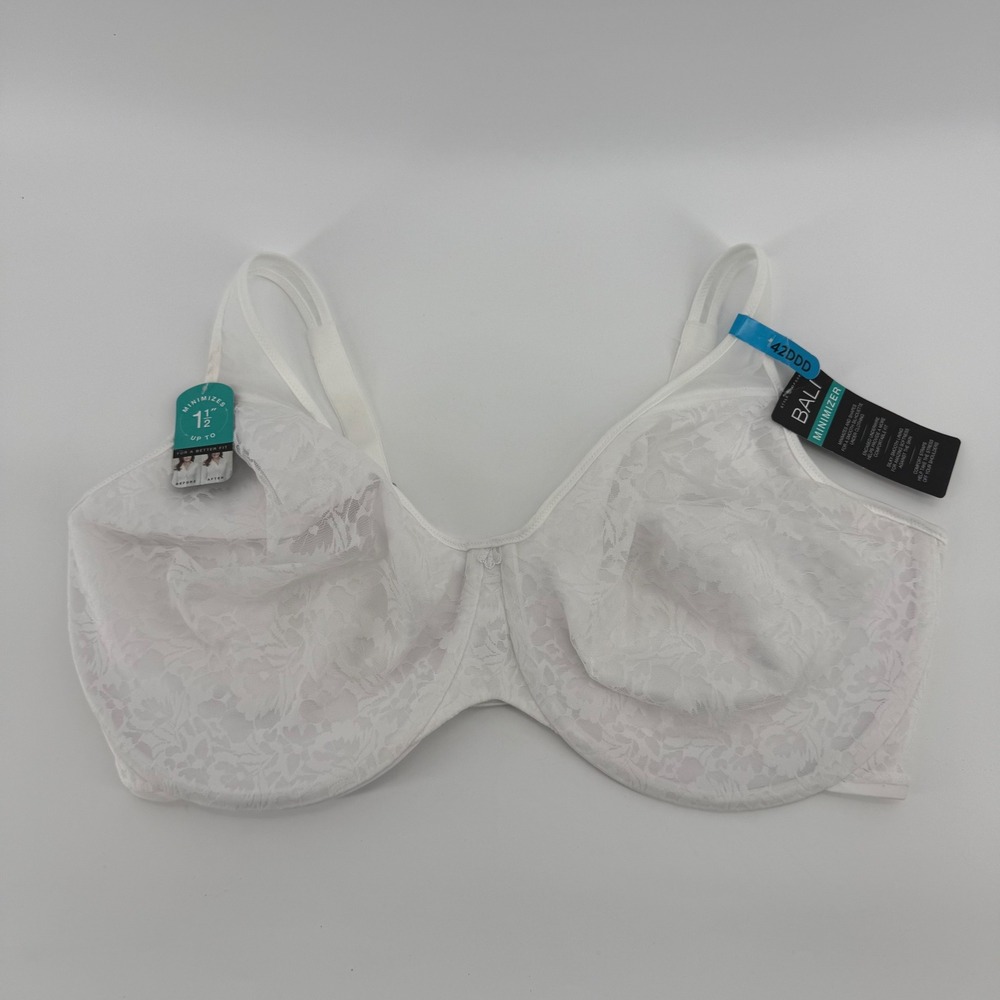 Bali Minimizer Bra White Lace Underwire Comfort Straps 42DDD DF3385